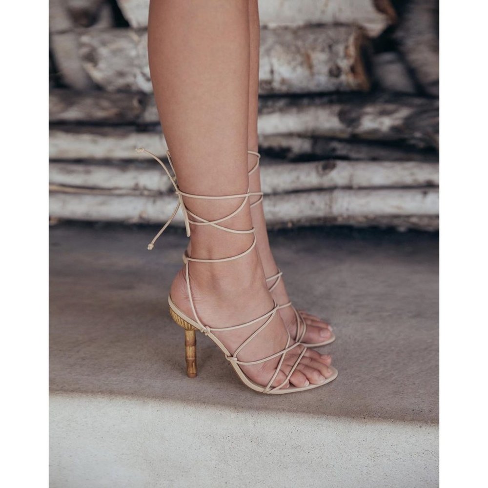 Cult Gaia Soleil Lace Up Leather High Heel Stiletto Sandals Sexy Wedding Guest - Picture 13 of 16
